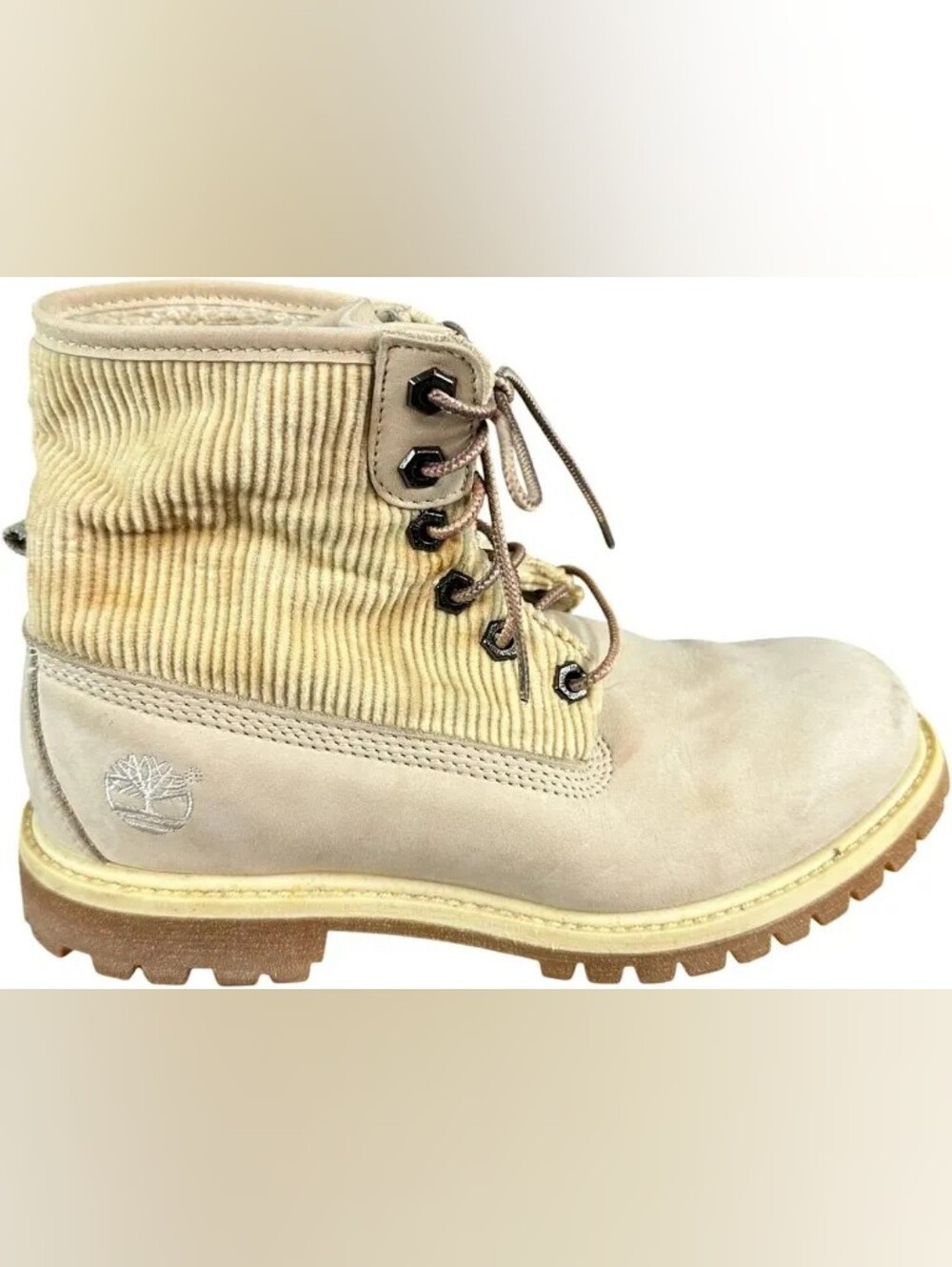 Timberland Women's Tan Corduroy Lace-Up Ankle Boots